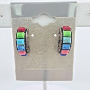 Vtg SILPADA Earrings Multi-Color‎ Semi-Precious Stones 925 Sterling Silver Post